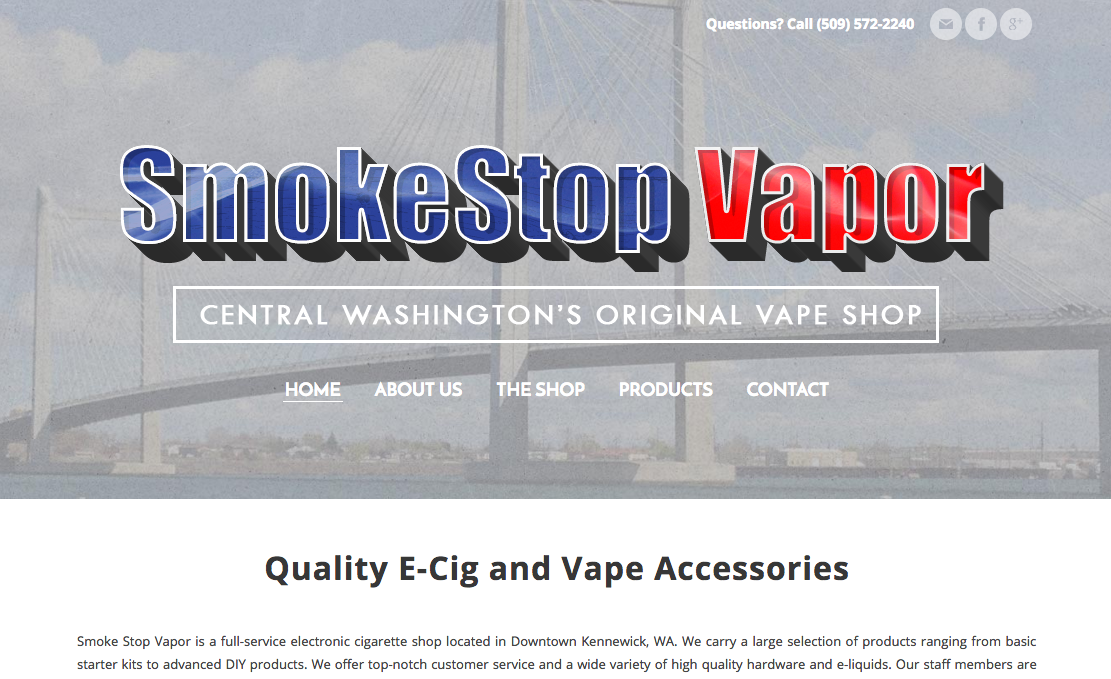 Smoke Stop Vapor website